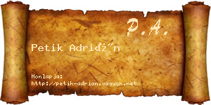 Petik Adrián névjegykártya
