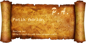 Petik Adrián névjegykártya